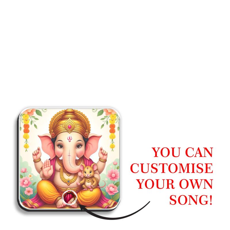 Cute Ganpati Decorative Musical Fridge Magnet Spiritual Gift for Ganesh Chaturthi Ganesh Mantra Playing Fridge Magnet for Home and Office Decor  Rechargeable Speaker
